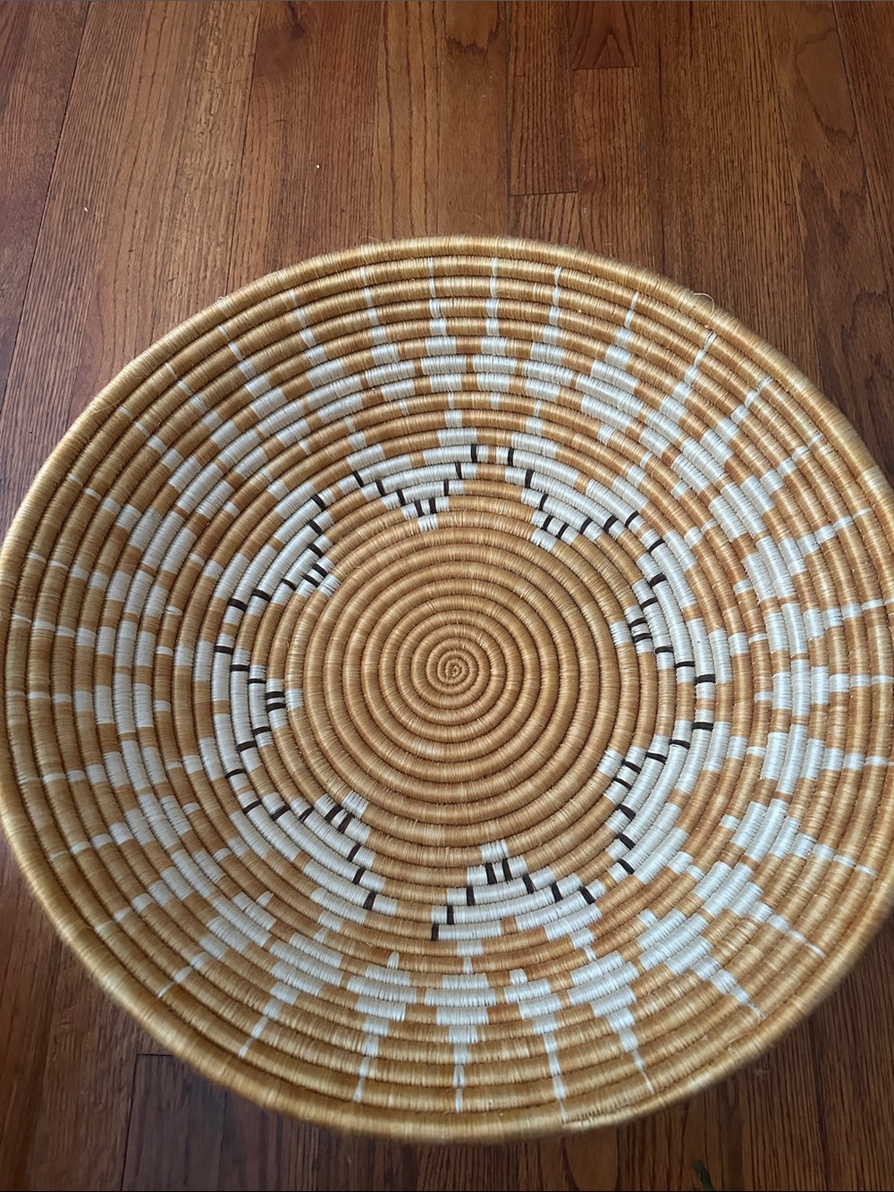 X-Large Handwoven Yellow and White Decorative Woven Basket